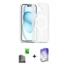 MARSİLYAN™- iPhone 16 Kılıf Siluet Minimal Prime - Siyah Bilvis 5in1 3D Magic Cam Ekran Koruyucu + Raze Metal Kamera Lens - SH