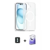 MARSİLYAN™- iPhone 16 Kılıf Siluet Minimal Prime - Siyah Bilvis 5in1 5D Magic Hayalet Cam Ekran Koruyucu + PVD Metal Kamera Lens - YL