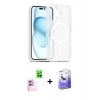 MARSİLYAN™- iPhone 16 Kılıf Siluet Minimal Prime - Siyah Bilvis 5in1 5D Magic Hayalet Cam Ekran Koruyucu + Raze Metal Kamera Lens - PE