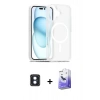MARSİLYAN™- iPhone 16 Kılıf Siluet Minimal Prime - Siyah Bilvis 5in1 5D Magic Hayalet Cam Ekran Koruyucu + Mavi PVD Metal Kamera Lens