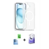 MARSİLYAN™- iPhone 16 Kılıf Siluet Minimal Prime - Siyah Bilvis 5in1 5D Magic Hayalet Cam Ekran Koruyucu + Raze Metal Kamera Lens - LT