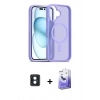 MARSİLYAN™- iPhone 16 Kılıf Siluet Minimal Prime - Siyah Bilvis 5in1 5D Magic Hayalet Cam Ekran Koruyucu + Mavi PVD Metal Kamera Lens