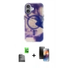 MARSİLYAN™- iPhone 16 Kılıf Ufuk Doku Prime - Siyah 3D Antistatik Mat Seramik Nano Ekran Koruyucu + Raze Metal Kamera Lens - SH