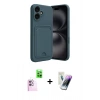 MARSİLYAN™- iPhone 16 Kılıf Vadi Çizgi Prime - Şeffaf Pasifik Cam Ekran Koruyucu + Raze Metal Kamera Lens - PE
