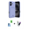 MARSİLYAN™- iPhone 16 Kılıf Vadi Çizgi Prime - Şeffaf Pasifik Cam Ekran Koruyucu + Raze Metal Kamera Lens - LT