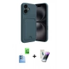 MARSİLYAN™- iPhone 16 Kılıf Vadi Çizgi Prime - Şeffaf Pasifik Cam Ekran Koruyucu + Raze Metal Kamera Lens - LT