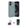 MARSİLYAN™- iPhone 16 Kılıf Vadi Çizgi Prime - Siyah 360 Mat Full Body Arka Koruyucu + Bilvis Titan Kamera Lens - PE