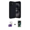 MARSİLYAN™- iPhone 16 Kılıf Vadi Çizgi Prime - Siyah 360 Mat Full Body Arka Koruyucu + Bilvis Titan Kamera Lens - PE
