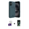 MARSİLYAN™- iPhone 16 Kılıf Vadi Çizgi Prime - Siyah 360 Mat Full Body Arka Koruyucu + Bilvis Titan Kamera Lens - PE
