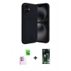 MARSİLYAN™- iPhone 16 Kılıf Vadi Çizgi Prime - Siyah 360 Mat Full Body Arka Koruyucu + Raze Metal Kamera Lens - PE