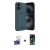MARSİLYAN™- iPhone 16 Kılıf Vadi Çizgi Prime - Siyah 360 Mat Full Body Arka Koruyucu + Bilvis Titan Kamera Lens - YL