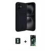MARSİLYAN™- iPhone 16 Kılıf Vadi Çizgi Prime - Siyah 360 Mat Full Body Arka Koruyucu + PVD Metal Kamera Lens - YL