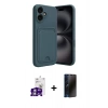MARSİLYAN™- iPhone 16 Kılıf Vadi Çizgi Prime - Siyah 3D Antistatik Hayalet Cam Ekran Koruyucu + Bilvis Titan Kamera Lens - GS