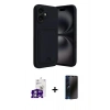 MARSİLYAN™- iPhone 16 Kılıf Vadi Çizgi Prime - Siyah 3D Antistatik Hayalet Cam Ekran Koruyucu + Bilvis Titan Kamera Lens - GS