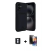 MARSİLYAN™- iPhone 16 Kılıf Vadi Çizgi Prime - Siyah 3D Antistatik Mat Seramik Nano Ekran Koruyucu + PVD Metal Kamera Lens - MI