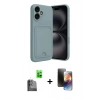 MARSİLYAN™- iPhone 16 Kılıf Vadi Çizgi Prime - Siyah 3D Antistatik Mat Seramik Nano Ekran Koruyucu + Raze Metal Kamera Lens - SH