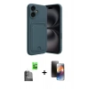 MARSİLYAN™- iPhone 16 Kılıf Vadi Çizgi Prime - Siyah 3D Antistatik Mat Seramik Nano Ekran Koruyucu + Raze Metal Kamera Lens - SH