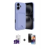 MARSİLYAN™- iPhone 16 Kılıf Vadi Çizgi Prime - Siyah 3D Antistatik Mat Seramik Nano Ekran Koruyucu + Siyah Bilvis Titan Kamera Lens