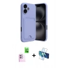 MARSİLYAN™- iPhone 16 Kılıf Vadi Çizgi Prime - Siyah 3D Antistatik Seramik Nano Ekran Koruyucu + Raze Metal Kamera Lens - PE