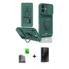 MARSİLYAN™- iPhone 16 Kılıf Vadi Form Prime - Siyah 3D Antistatik Hayalet Cam Ekran Koruyucu + Raze Metal Kamera Lens - SH