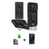 MARSİLYAN™- iPhone 16 Kılıf Vadi Form Prime - Siyah 3D Antistatik Hayalet Cam Ekran Koruyucu + Raze Metal Kamera Lens - SH