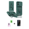 MARSİLYAN™- iPhone 16 Kılıf Vadi Form Prime - Siyah 3D Antistatik Hayalet Cam Ekran Koruyucu + Raze Metal Kamera Lens - PE