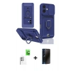 MARSİLYAN™- iPhone 16 Kılıf Vadi Form Prime - Siyah 3D Antistatik Hayalet Cam Ekran Koruyucu + Raze Metal Kamera Lens - BZ