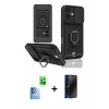 MARSİLYAN™- iPhone 16 Kılıf Vadi Form Prime - Siyah 3D Antistatik Hayalet Cam Ekran Koruyucu + Raze Metal Kamera Lens - LT