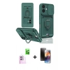 MARSİLYAN™- iPhone 16 Kılıf Vadi Form Prime - Siyah 3D Antistatik Mat Seramik Nano Ekran Koruyucu + Raze Metal Kamera Lens - PE