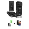 MARSİLYAN™- iPhone 16 Kılıf Vadi Form Prime - Siyah 3D Antistatik Mat Seramik Nano Ekran Koruyucu + Raze Metal Kamera Lens - SH