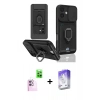 MARSİLYAN™- iPhone 16 Kılıf Vadi Form Prime - Siyah Bilvis 5in1 3D Magic Cam Ekran Koruyucu + Pembe Raze Metal Kamera Lens