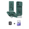 MARSİLYAN™- iPhone 16 Kılıf Vadi Form Prime - Siyah Bilvis 5in1 5D Magic Hayalet Cam Ekran Koruyucu + PVD Metal Kamera Lens - PE