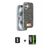 MARSİLYAN™- iPhone 16 Kılıf Vadi Klasik Serisi - Şeffaf 360 Full Body Arka Koruyucu + PVD Metal Kamera Lens - PE
