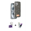 MARSİLYAN™- iPhone 16 Kılıf Vadi Klasik Serisi - Şeffaf Pasifik Cam Ekran Koruyucu + Bilvis Titan Kamera Lens - PE