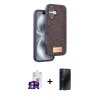 MARSİLYAN™- iPhone 16 Kılıf Vadi Klasik Serisi - Siyah 3D Antistatik Hayalet Cam Ekran Koruyucu + Bilvis Titan Kamera Lens - GS