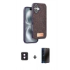 MARSİLYAN™- iPhone 16 Kılıf Vadi Klasik Serisi - Siyah 3D Antistatik Hayalet Cam Ekran Koruyucu + PVD Metal Kamera Lens - PE