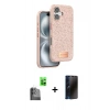MARSİLYAN™- iPhone 16 Kılıf Vadi Klasik Serisi - Siyah 3D Antistatik Hayalet Cam Ekran Koruyucu + Raze Metal Kamera Lens - SH