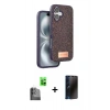 MARSİLYAN™- iPhone 16 Kılıf Vadi Klasik Serisi - Siyah 3D Antistatik Hayalet Cam Ekran Koruyucu + Raze Metal Kamera Lens - SH
