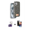 MARSİLYAN™- iPhone 16 Kılıf Vadi Klasik Serisi - Siyah 3D Antistatik Mat Seramik Nano Ekran Koruyucu + Bilvis Titan Kamera Lens - YL