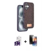 MARSİLYAN™- iPhone 16 Kılıf Vadi Klasik Serisi - Siyah 3D Antistatik Mat Seramik Nano Ekran Koruyucu + Bilvis Titan Kamera Lens - YL