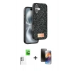 MARSİLYAN™- iPhone 16 Kılıf Vadi Klasik Serisi - Siyah 3D Antistatik Mat Seramik Nano Ekran Koruyucu + Raze Metal Kamera Lens - BZ