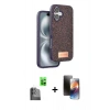 MARSİLYAN™- iPhone 16 Kılıf Vadi Klasik Serisi - Siyah 3D Antistatik Mat Seramik Nano Ekran Koruyucu + Raze Metal Kamera Lens - SH