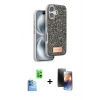 MARSİLYAN™- iPhone 16 Kılıf Vadi Klasik Serisi - Siyah 3D Antistatik Mat Seramik Nano Ekran Koruyucu + Raze Metal Kamera Lens - LT