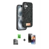 MARSİLYAN™- iPhone 16 Kılıf Vadi Klasik Serisi - Siyah 3D Antistatik Mat Seramik Nano Ekran Koruyucu + Raze Metal Kamera Lens - SH