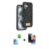 MARSİLYAN™- iPhone 16 Kılıf Vadi Klasik Serisi - Siyah 3D Antistatik Mat Seramik Nano Ekran Koruyucu + Raze Metal Kamera Lens - LT