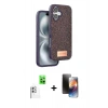 MARSİLYAN™- iPhone 16 Kılıf Vadi Klasik Serisi - Siyah 3D Antistatik Mat Seramik Nano Ekran Koruyucu + Raze Metal Kamera Lens - BZ