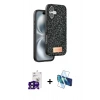 MARSİLYAN™- iPhone 16 Kılıf Vadi Klasik Serisi - Siyah 3D Antistatik Seramik Nano Ekran Koruyucu + Bilvis Titan Kamera Lens - SH