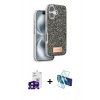 MARSİLYAN™- iPhone 16 Kılıf Vadi Klasik Serisi - Siyah 3D Antistatik Seramik Nano Ekran Koruyucu + Bilvis Titan Kamera Lens - SH
