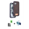 MARSİLYAN™- iPhone 16 Kılıf Vadi Klasik Serisi - Siyah 3D Antistatik Seramik Nano Ekran Koruyucu + Raze Metal Kamera Lens - SH