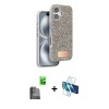 MARSİLYAN™- iPhone 16 Kılıf Vadi Klasik Serisi - Siyah 3D Antistatik Seramik Nano Ekran Koruyucu + Raze Metal Kamera Lens - SH